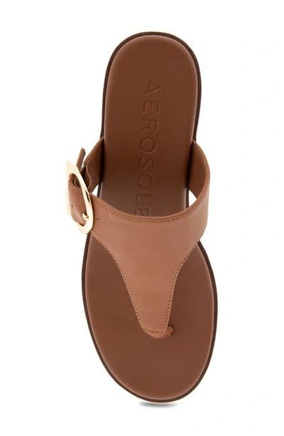 Shop Aerosoles Izola Wedge Sandal In Tan Pu Leather