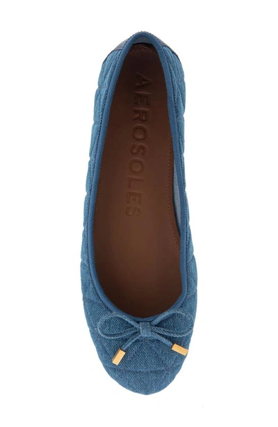 Aerosoles Pia Ballet Flat In Med Blue Quilted Denim