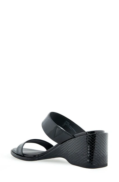 Shop Aerosoles Norine Snake Embossed Sandal In Black Patent Pu