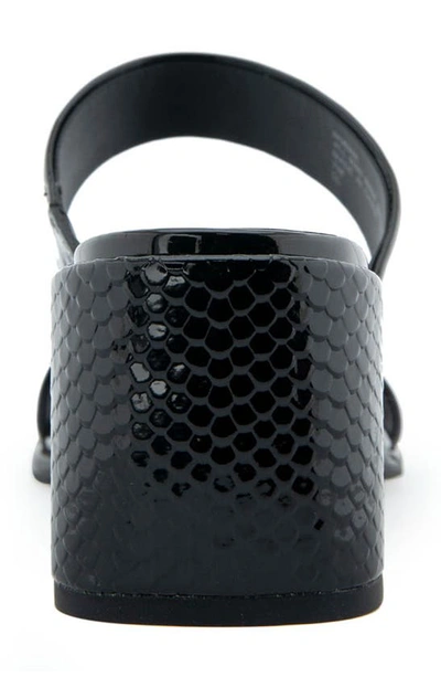 Shop Aerosoles Norine Snake Embossed Sandal In Black Patent Pu