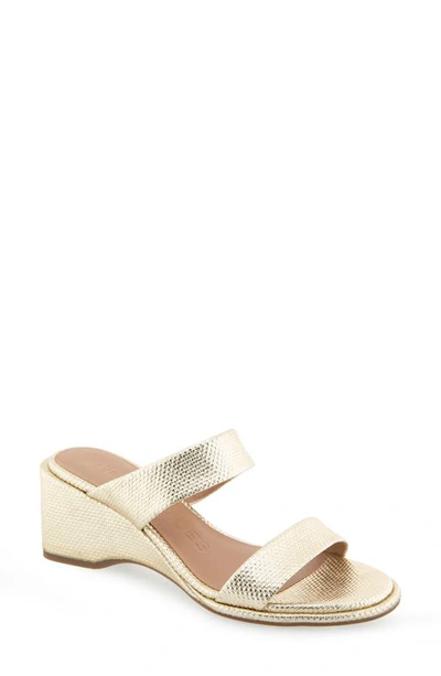 Shop Aerosoles Norine Snake Embossed Sandal In Soft Gold Canvas