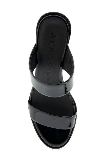 Shop Aerosoles Norine Snake Embossed Sandal In Black Patent Pu