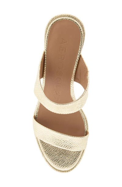 Shop Aerosoles Norine Snake Embossed Sandal In Soft Gold Canvas