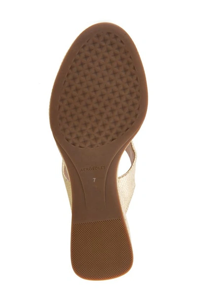 Aerosoles Norine Snake Embossed Sandal In Soft Gold Canvas