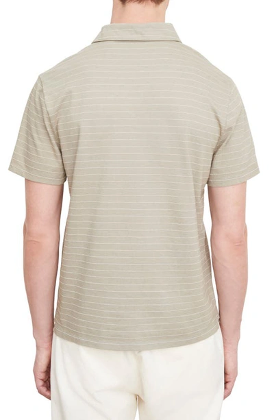 Shop Vince Garment Dyed Fleck Stripe Polo In Washed Pale Thyme