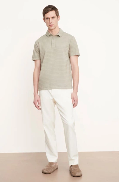 Shop Vince Garment Dyed Fleck Stripe Polo In Washed Pale Thyme
