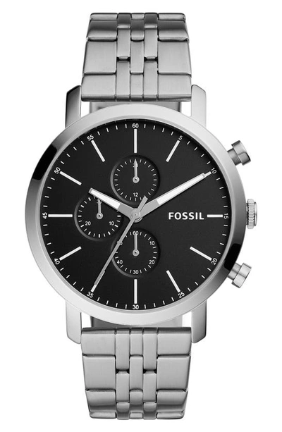 Shop Fossil Luther Chronograph Watch, 44mm In Silver