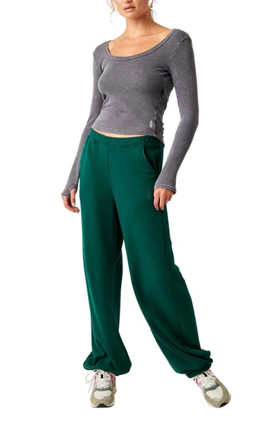 Shop Fp Movement Warm Down Sweatpants In Emerald Green