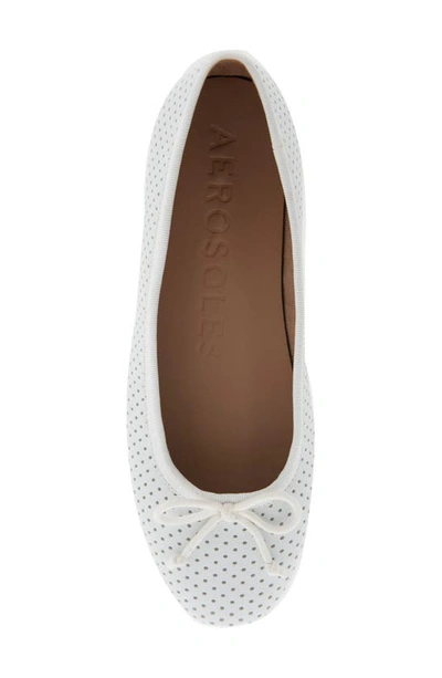 Aerosoles Homebet Bow Flat In White Perf