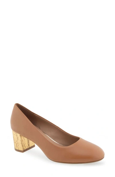 Shop Aerosoles Ebel Block Heel Pump In Tan Leather/tan