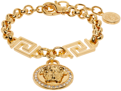 Shop Versace Gold 'la Medusa Greca' Bracelet In D01o-white-gold