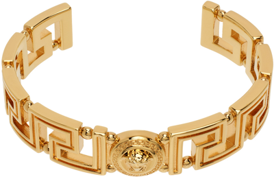 Shop Versace Gold Medusa Greca Cuff Bracelet In 3j000- Gold