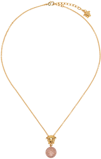 Shop Versace Gold Medusa Crystal Ball Necklace In 4j110-gold-rose