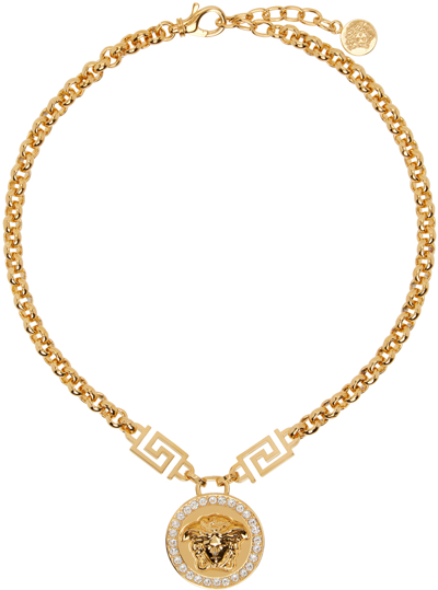 Shop Versace Gold 'la Medusa Greca' Necklace In D01o-white-gold