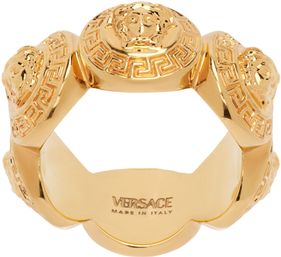 Shop Versace Gold Tribute Medusa Ring In Kot Tribute Gold