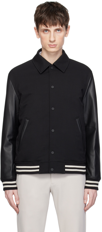Shop Theory Black Spread Collar Bomber Jacket