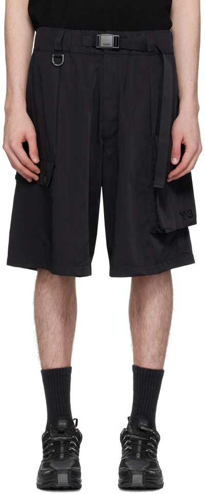 Shop Y-3 Black Belted Shorts