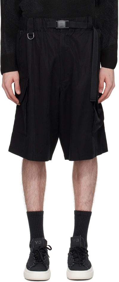 Shop Y-3 Black Washed Shorts