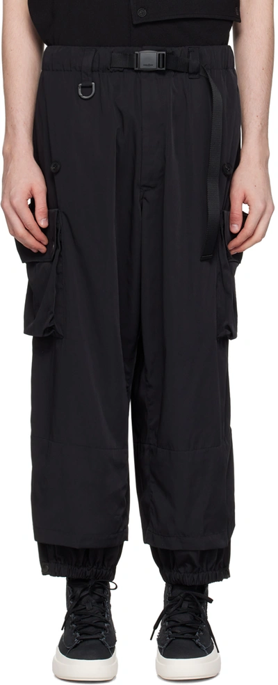 Shop Y-3 Black Cuffed Cargo Pants