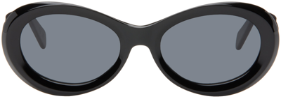 Shop Totême Black 'the Ovals' Sunglasses In 200 Black