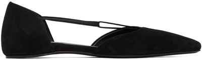 Shop Totême Black 'the Suede T-strap' Ballerina Flats In 001 Black