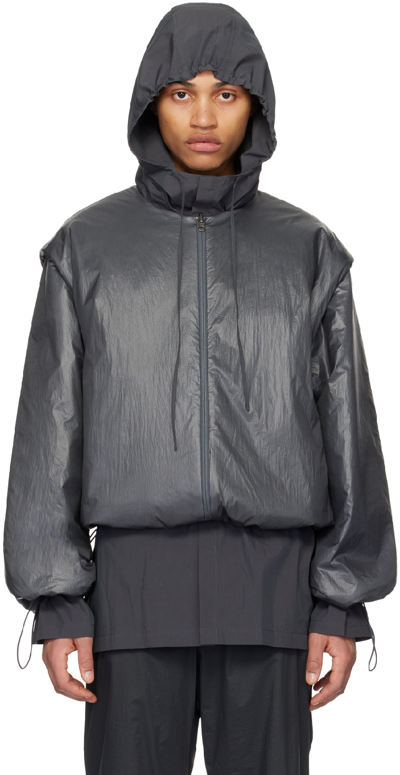 Shop Amomento Navy Padded Reversible Jacket