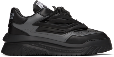 Shop Versace Black & Gray Odissea Sneakers In Black+anthracite