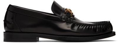 Shop Versace Black Medusa '95 Loafers In Black- Gold