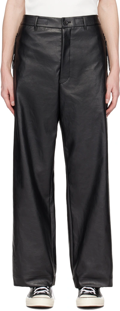 Shop N.hoolywood Black Drawstring Faux-leather Trousers
