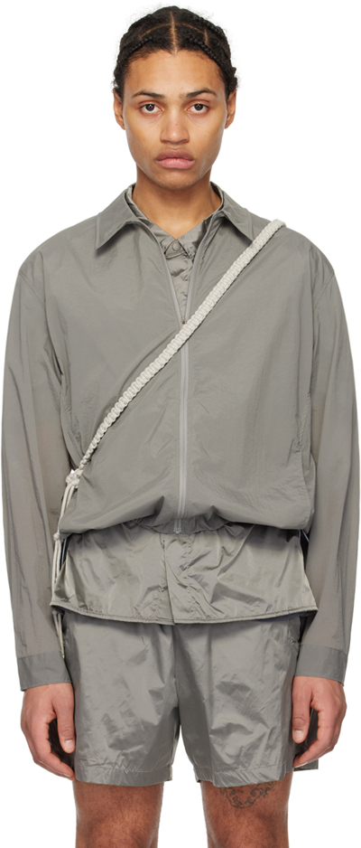 Shop Amomento Gray Zip-up Shirt In Grey