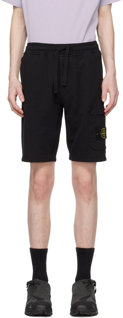Shop Stone Island Black Patch Shorts In A0029 Black