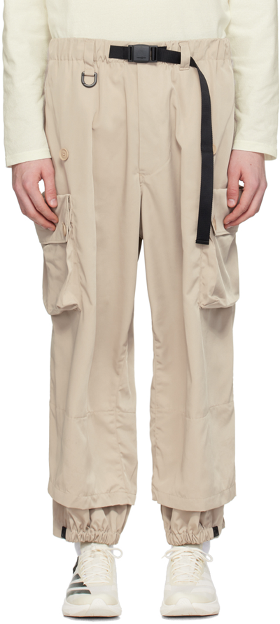 Shop Y-3 Beige Cuffed Cargo Pants In Clay Brown