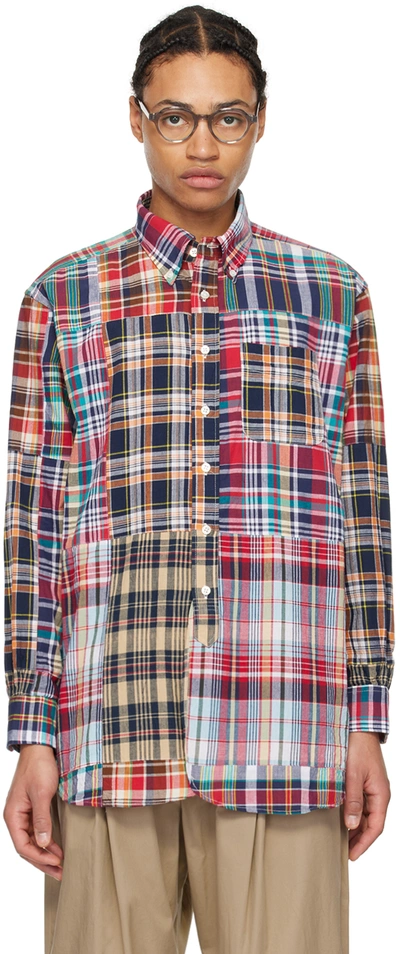 Shop Engineered Garments Multicolor Patchwork Shirt In Sw014 B - Navy Squar