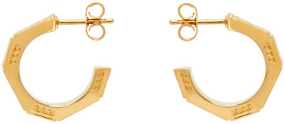 Shop Versace Gold Greca Quilting Earrings In 3j000- Gold