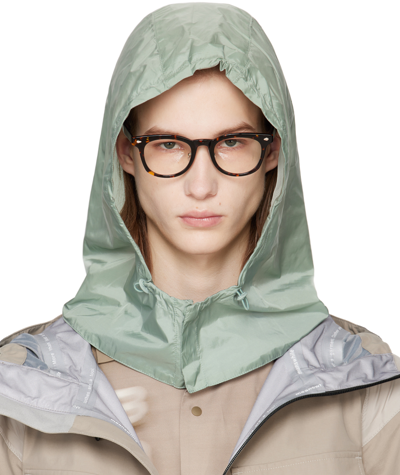 Shop Amomento Green Glossy Nylon Hood Snood In Mint