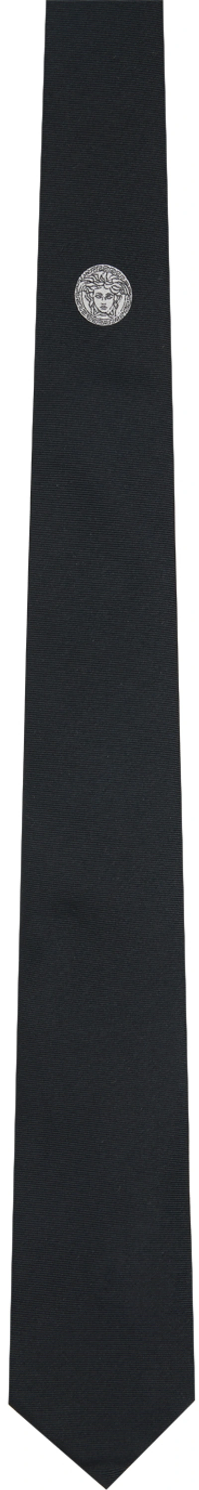 Shop Versace Black Medusa Tie In 2b020-black+white