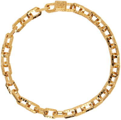 Shop Versace Gold Greca Quilting Necklace In 3j000- Gold