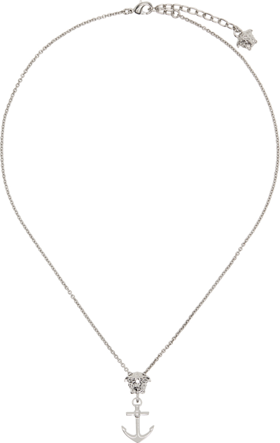 Shop Versace Silver Nautical Medusa Necklace In 3j030-palladium