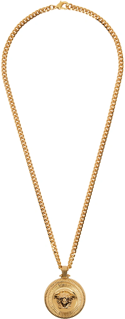 Shop Versace Gold Medusa Biggie Necklace In 3j000- Gold