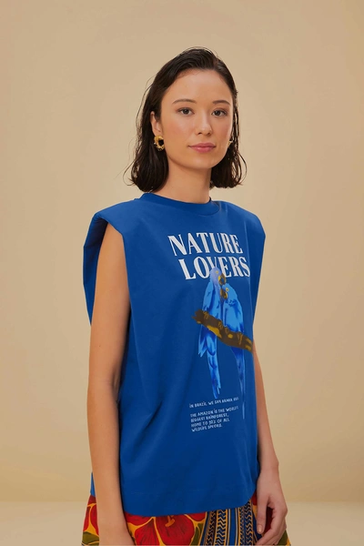 Shop Farm Rio Active Blue Nature Lovers Shoulder Pad Organic Cotton T-shirt