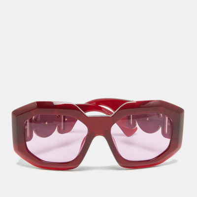 Pre-owned Versace Red Mod 4424 Medusa Rectangular Sunglasses