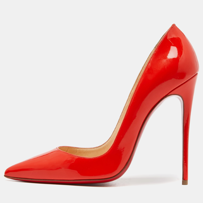Pre-owned Christian Louboutin Red Patent Pigalle Pumps Size 38