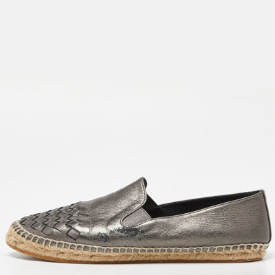 Pre-owned Bottega Veneta Metallic Leather Espadrille Flats Size 39