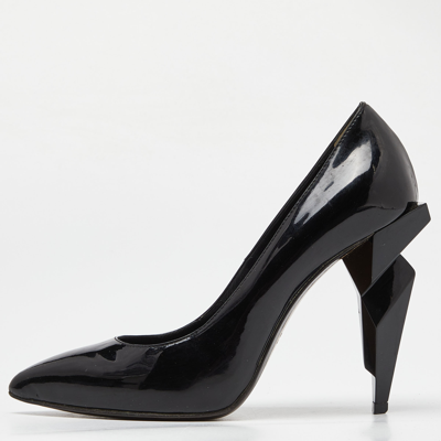 Pre-owned Fendi Black Patent Leather Pointed Toe Pumps Size 37