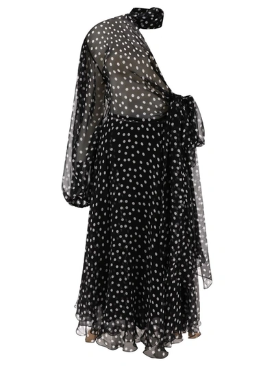 Shop Dolce & Gabbana One-shoulder Chiffon Dress In Black