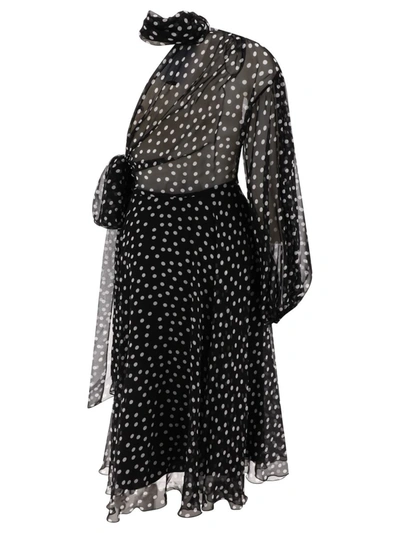 Shop Dolce & Gabbana One-shoulder Chiffon Dress In Black