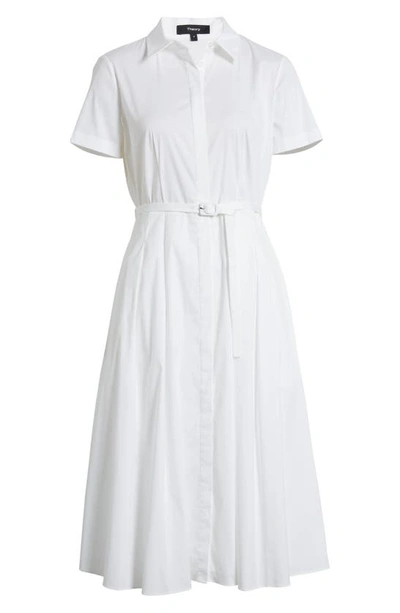 Shop Theory Belted Cotton Blend Shirtdress In White