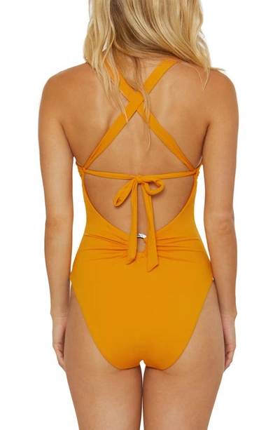 Shop Soluna Shirred Ring One-piece Swimsuit In Gold