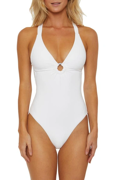 Shop Soluna Shirred Ring One-piece Swimsuit In White