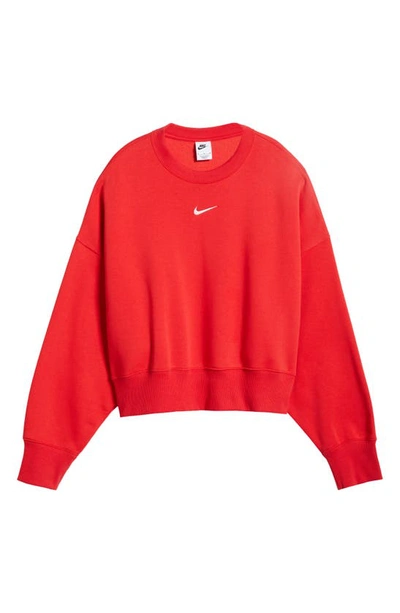 Shop Nike Phoenix Fleece Crewneck Sweatshirt In University Red/ Sail